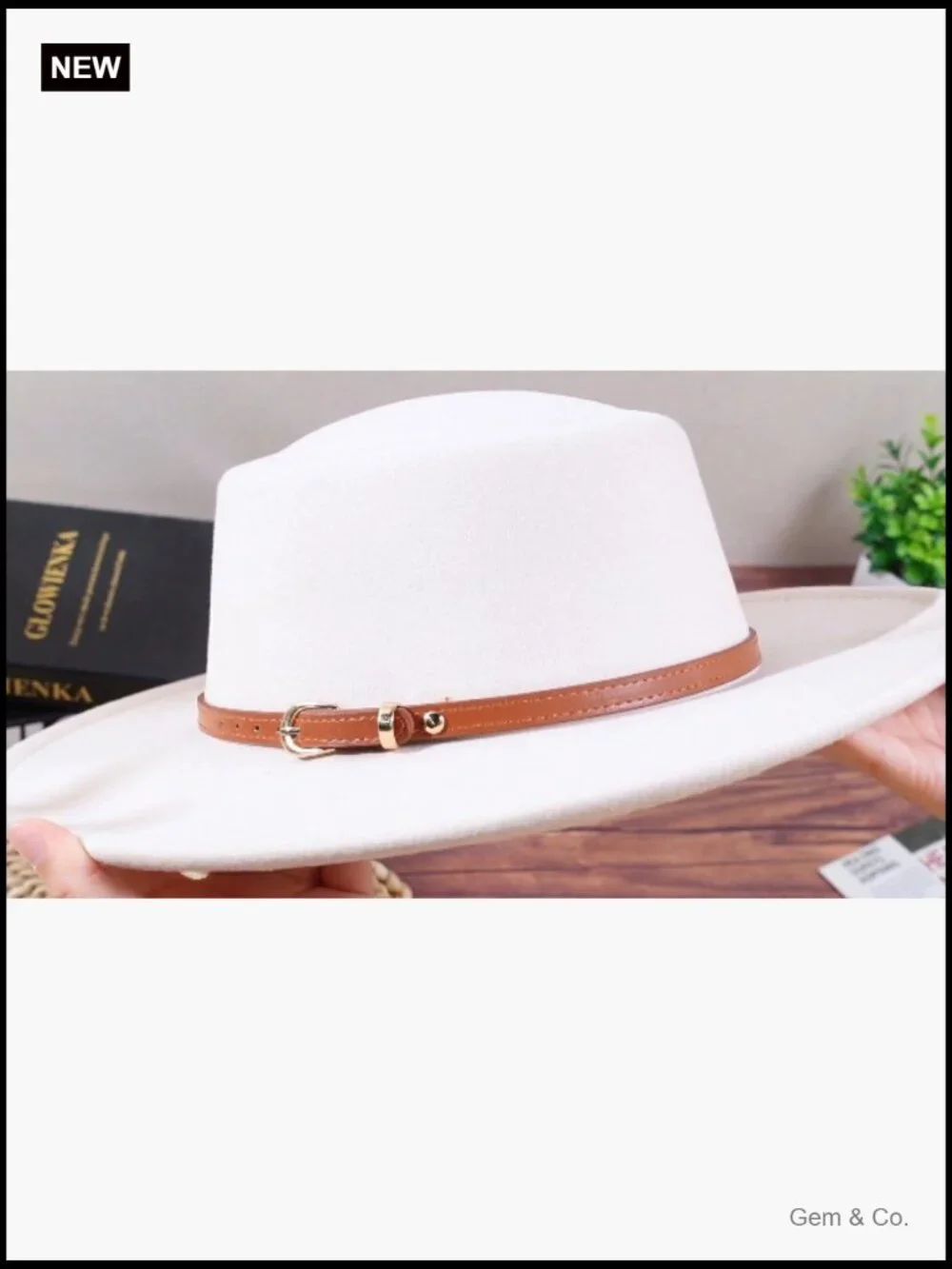 Wide Brim Felt Hat with Belt Buckle Vintage Boho Jazz Hat